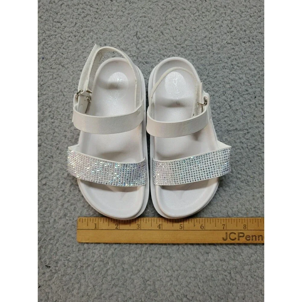 bebe Girls' Sandals - Cute and Sparkly White Girls' Summer Size 10